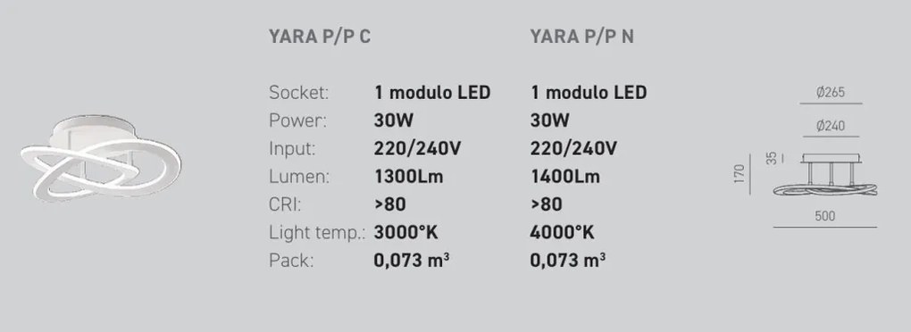 Lustra LED aplicata diametru 50cm YARA 3000K sau 4000K