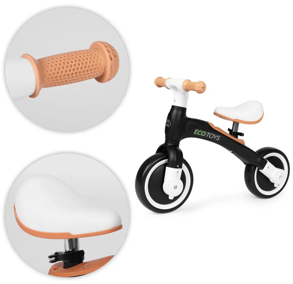 Bicicletă de jogging 3-in-1 cu pedale și roți laterale negru