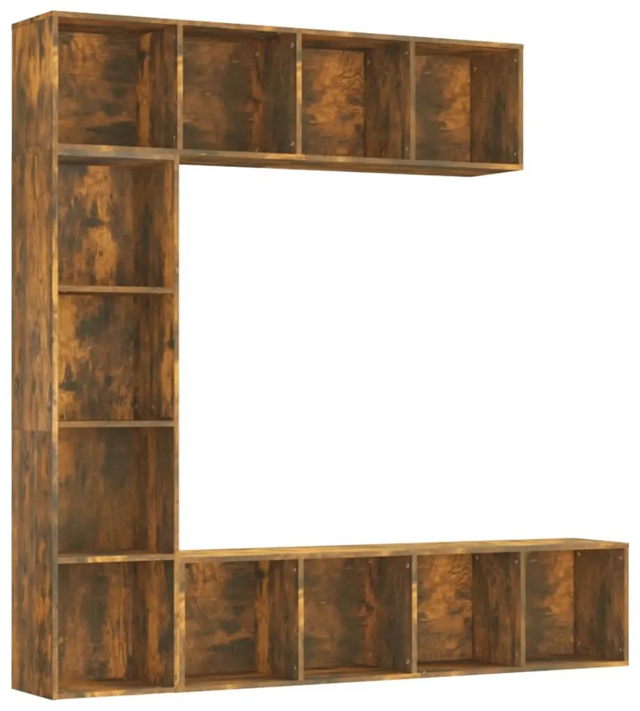 3152713 vidaXL Set dulap TV/cărți, 3 piese, stejar afumat, 180x30x180 cm