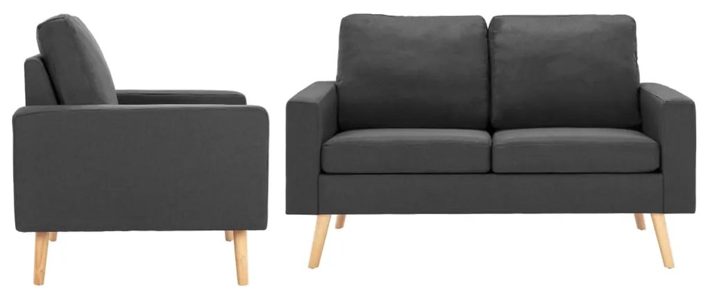 vidaXL Set de canapele, 2 piese, gri închis, material textil