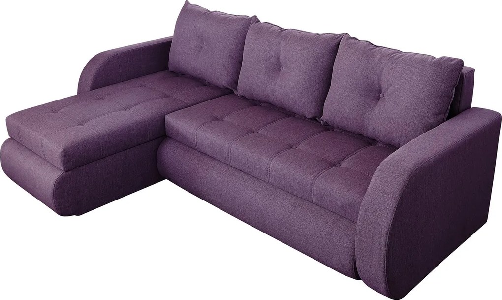 Coltar extensibil reversibil Siena Lux Purple 243x141x81 cm cu lada de depozitare