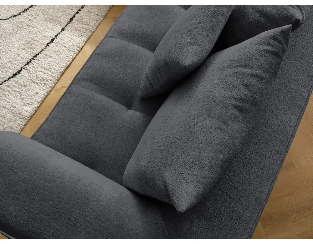 Colțar gri închis cu tapițerie din chenille (cu colț pe partea dreaptă/în formă de ”L”) Whesley – Bobochic Paris