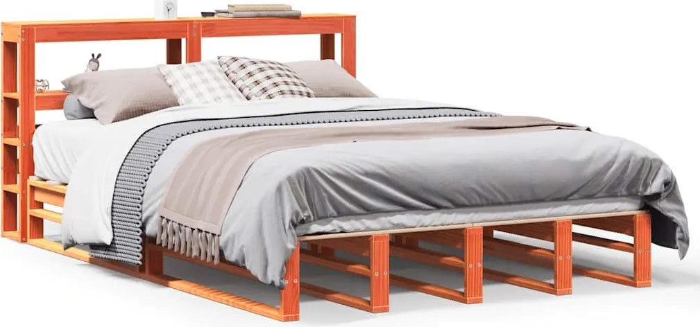 vidaXL Cadru pat fără saltea, maro ceruit, 120x200 cm, lemn masiv pin