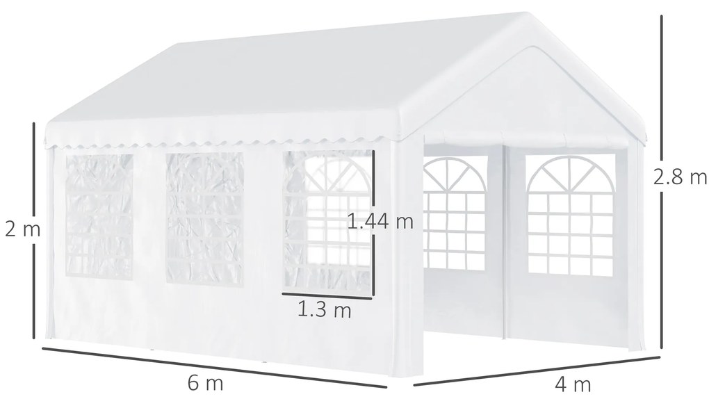 Outsunny Foisor de gradina si Exterior Marchiza pentru Petreceri Nunta si Cadru din Otel 6 x 4 m | Aosom Romania