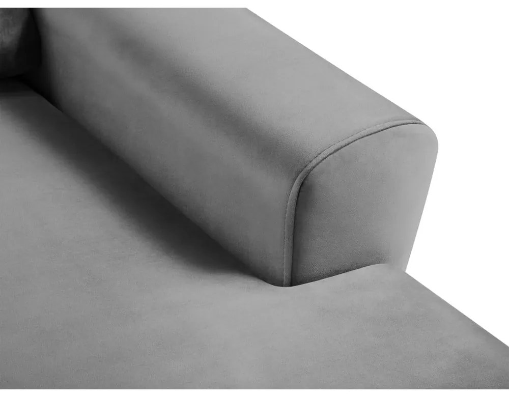 Colțar gri deschis extensibil, cu spațiu de depozitare cu tapițerie din catifea (cu colț pe partea dreaptă, cu șezlong) Kyoto – Cosmopolitan Design