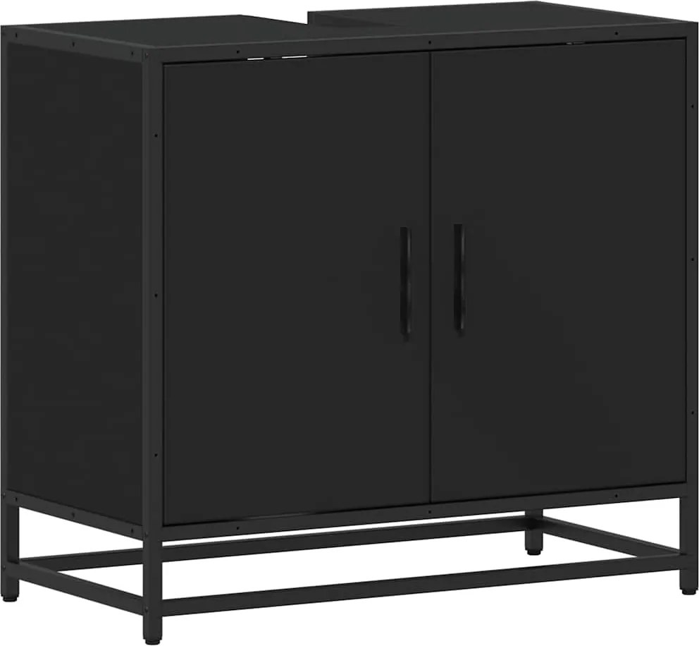 vidaXL Dulap pentru chiuvetă de baie negru 65x33x60 cm lemn prelucrat