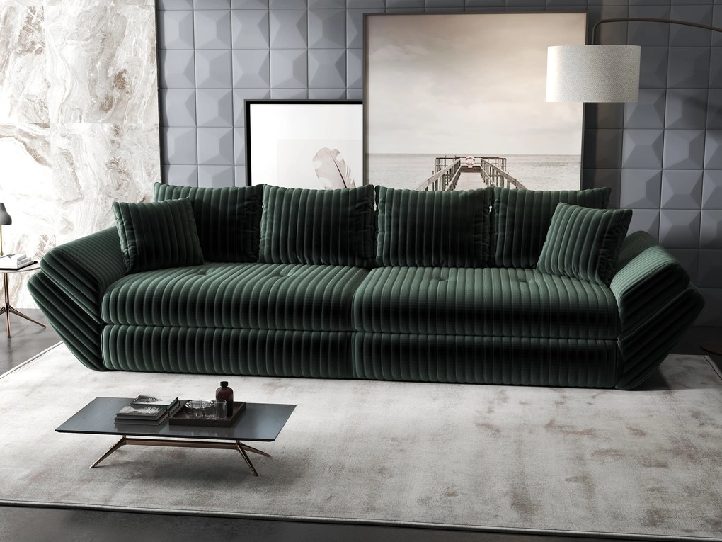 Canapea extensibilă dumonde cu ladă de depozitare si sezut confortabil din spuma high-density, Loana Ambience Verde 300x100 cm