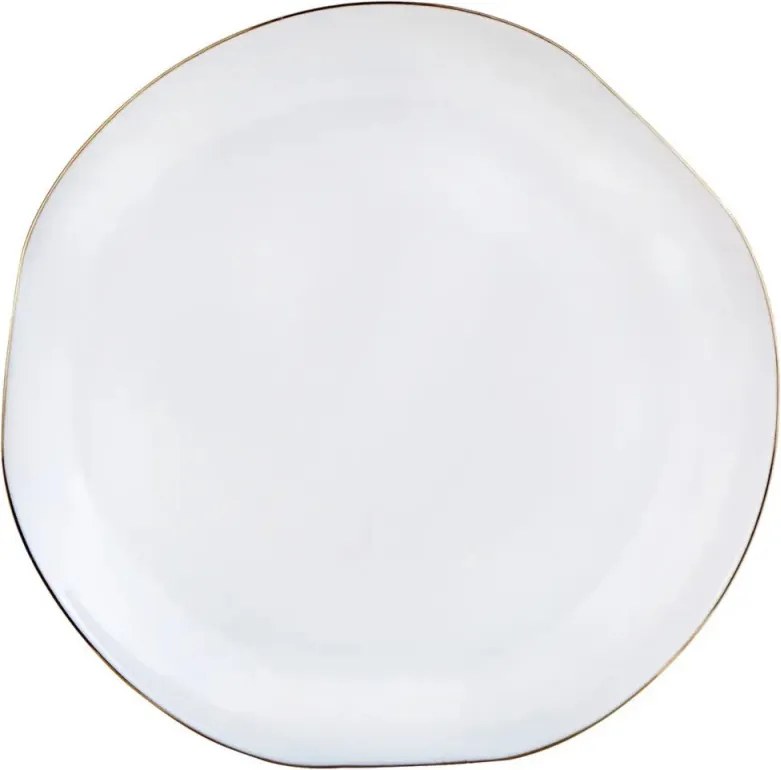 Set de masă Kinghoff KH 2037, 18 piese, pentru 6 persoane, sticlă opală, margine aurie, alb