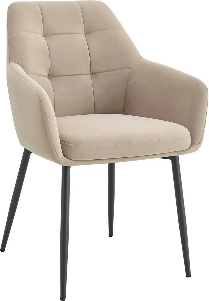Scaun UGO NEW, bej/negru, stofa catifelata/metal, 58x62x85 cm