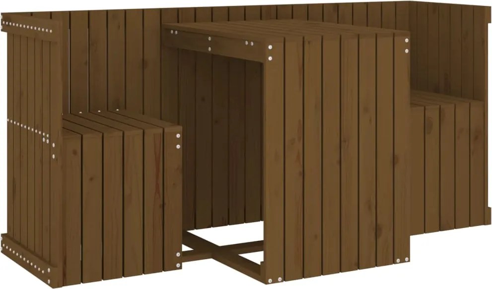 vidaXL Set de balcon cu 2 locuri, maro miere, lemn masiv de pin