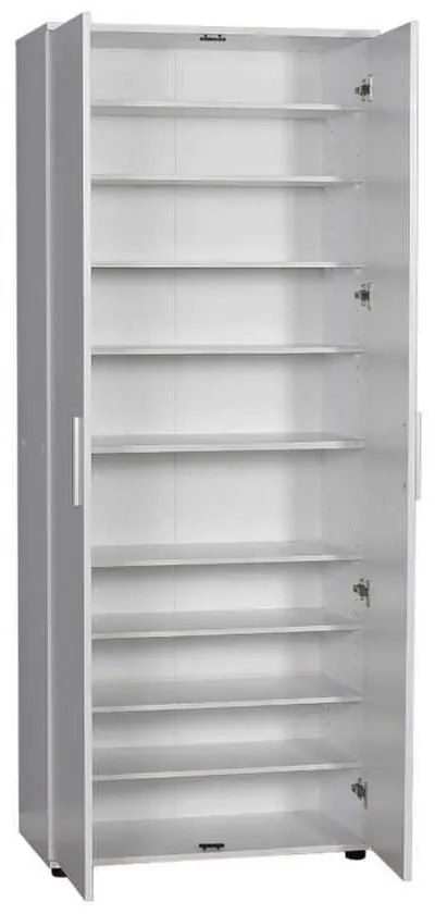 Dulap Multifunctional Adore Porto, 2 usi, 8 rafturi, Alb, 76 x 187 x 36 cm