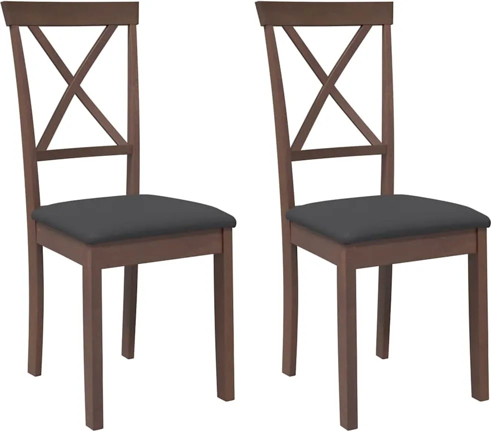 vidaXL Scaune sufragerie cu perne 2 buc. cauciuc din lemn masiv maro