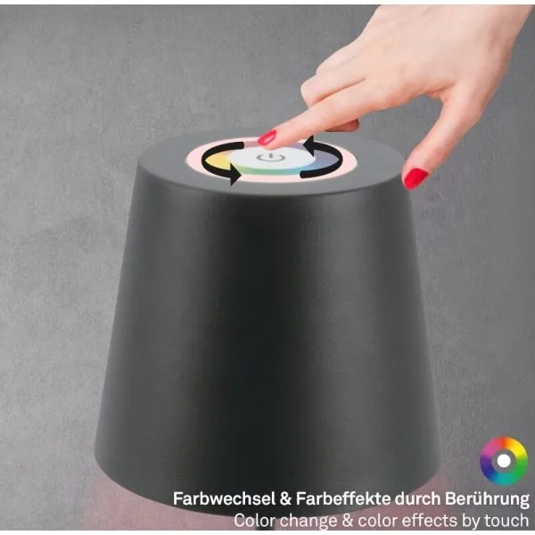 Lampă LED RGB reîncărcabilă dimabilă de masă Briloner 7507015 LED/2,5W/5V IP44 antracit