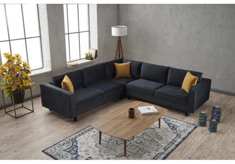 Canapea Tip Coltar Tapitat Kale Velvet - Anthracite 258 X 83 X 258