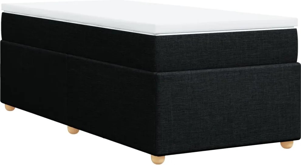 vidaXL Pat box spring cu saltea, negru, 100x200 cm, textil