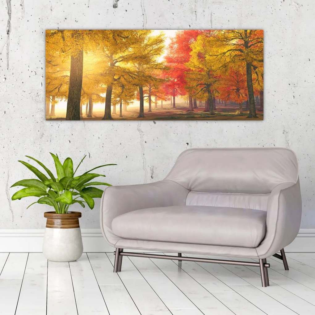 Tablou cu copaci toamna (120x50 cm)