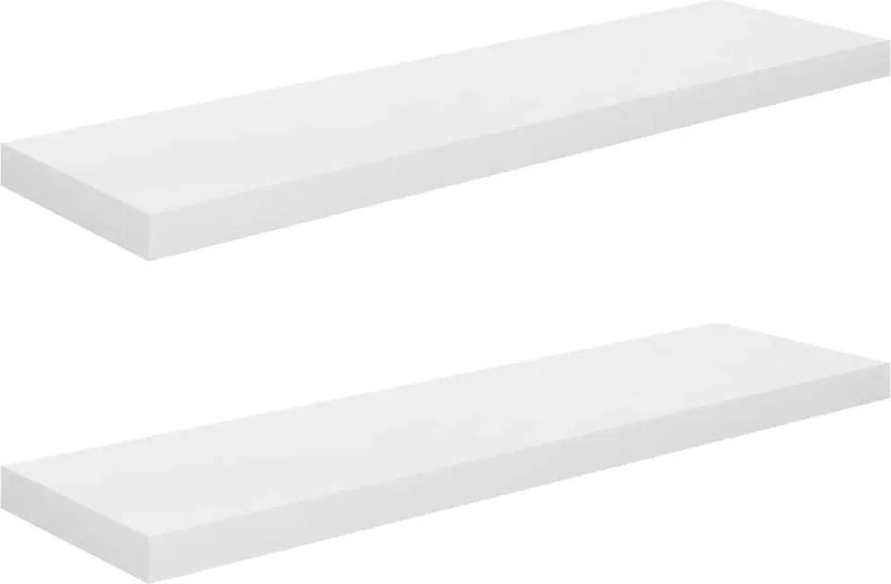 vidaXL Rafturi de perete, 2 buc., alb extralucios, 90x23,5x3,8 cm, MDF