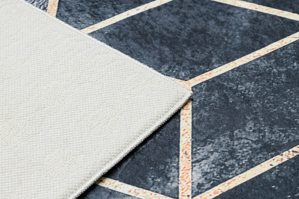 ANDRE 1171 covor lavabil cub, geometric anti-alunecare - negru / aur - SECUNDAR-COTATI PRODUSUL
