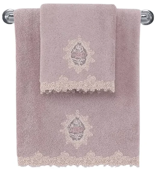 Prosop de corp DESTAN cu dantela 85x150 cm Violet / Liliac