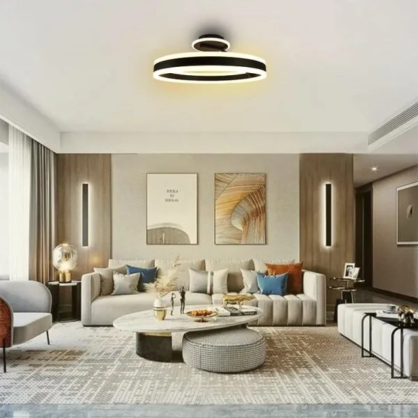 Lustră LED dimabilă aplicată LED/86W/230V 3000-6500K negru + telecomandă