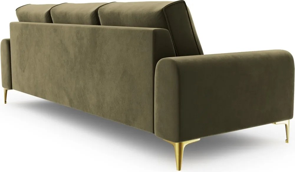 Canapea, Madara, Mazzini Sofas, 4 locuri, gold legs, 237x102x90 cm, catifea, verde