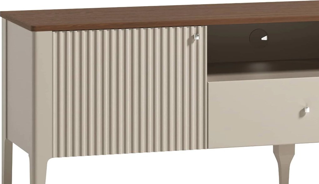 Comodă TV lemn masiv nuc Napoli Crem/, 162 × 40 × 56 cm