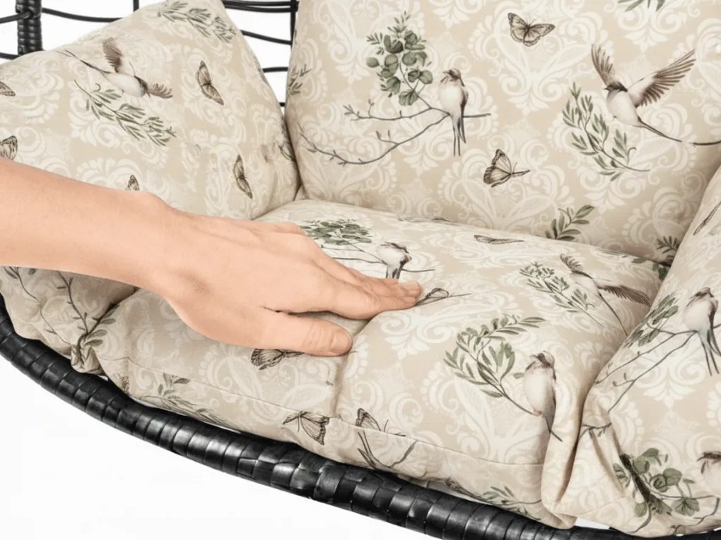 Scaun suspendat negru KOKON fara suport, perna bej