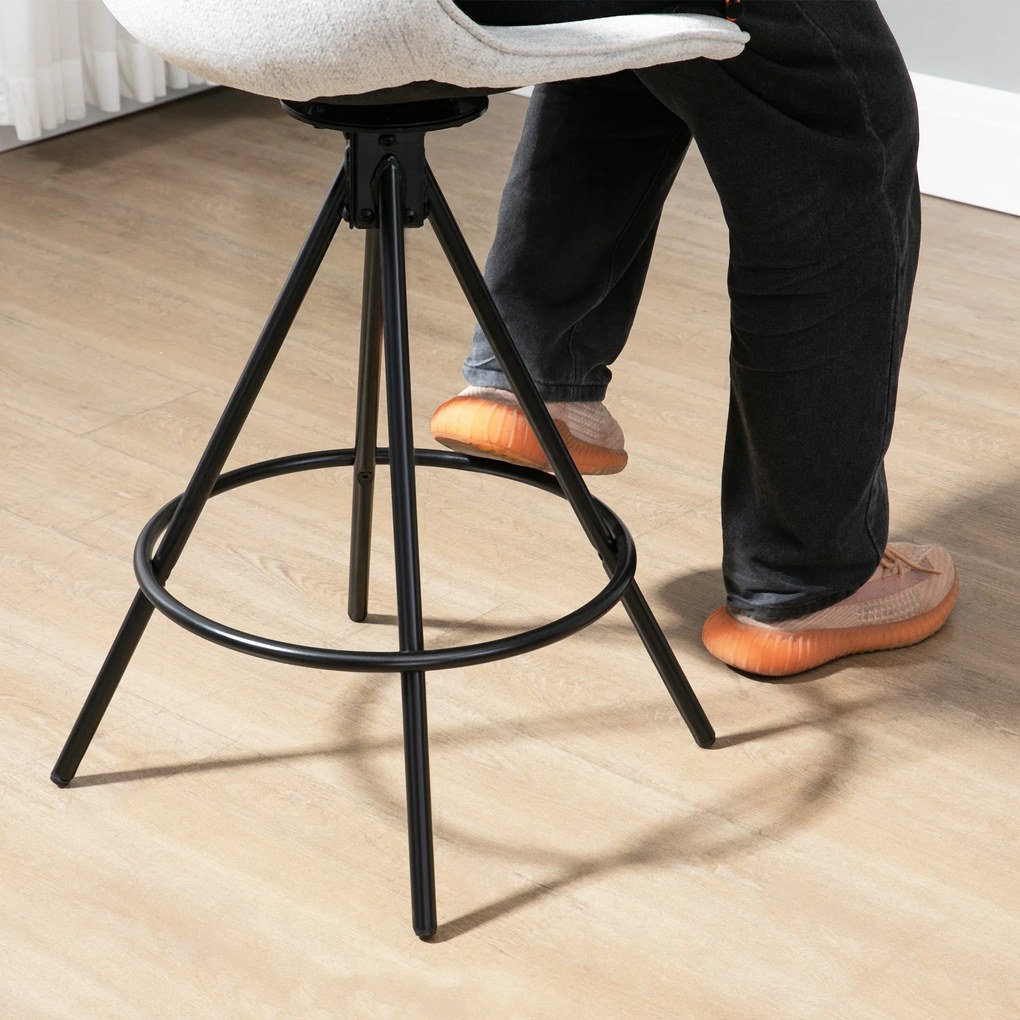HOMCOM Set de 2 Taburete Înalte pentru Bucătărie cu Șezut Rotativ, Taburete de Bar Tapițate, 41,5x47,5x90 cm, Gri Deschis | Aosom Romania