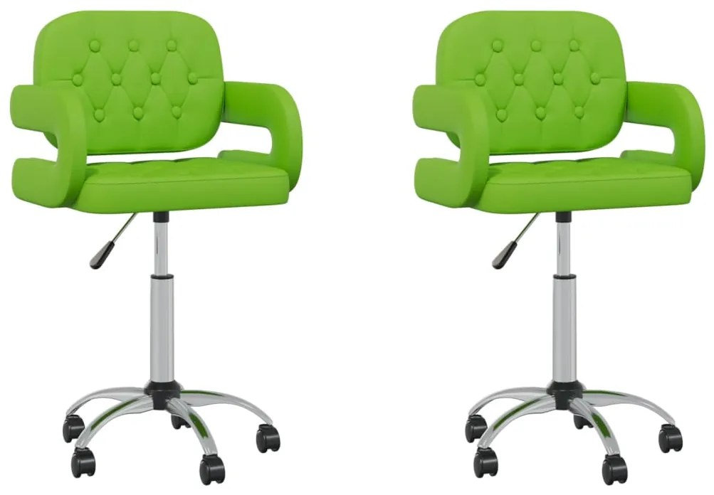 335646 vidaXL Scaune de bucătărie pivotante, 2 buc., verde, piele ecologică