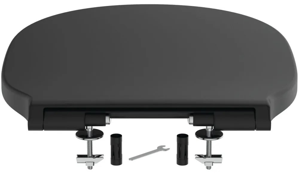 Capac WC wrapover, Soft-Close, negru Negru mat
