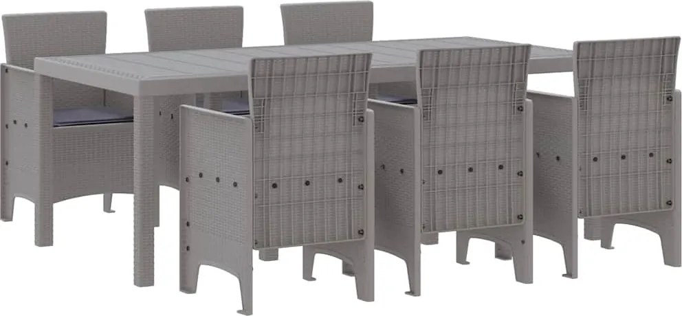 vidaXL Set de masă pentru grădină 7 pcs Gri deschis Polipropilenă