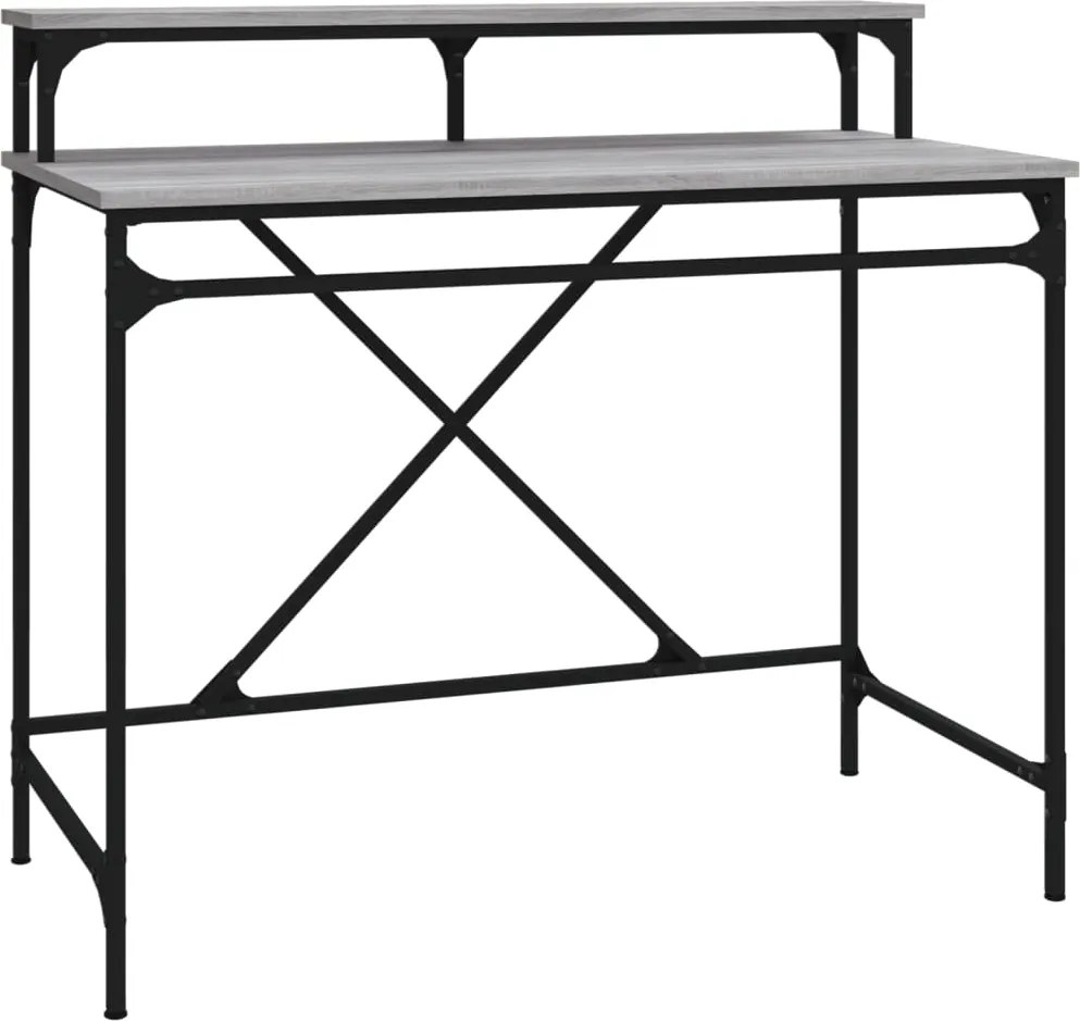 vidaXL Birou, gri sonoma, 100x50x90 cm, lemn prelucrat și fier