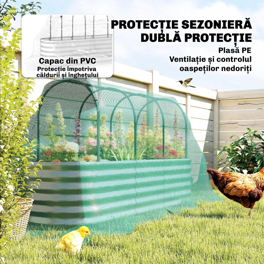 Outsunny Strat Înălțat de Grădină cu Seră și Jardinieră | Aosom Romania