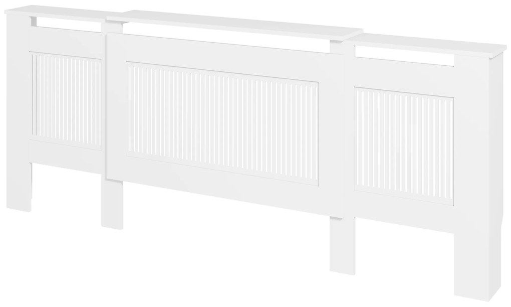 HOMCOM Acoperire radiator, design cu lamele, lungime ajustabilă 125-201 cm, MDF, Alb | Aosom Romania