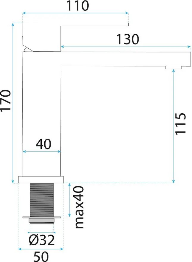 Baterie lavoar Rea Arlo auriu periat