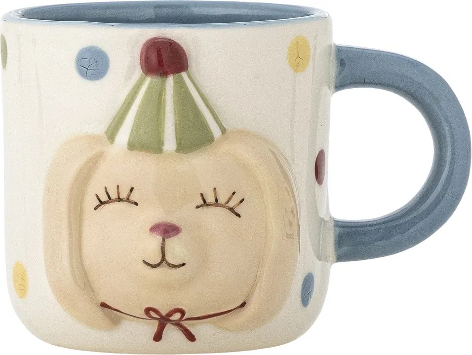 Set 3 piese din ceramică artizanală, multicolor, pictate manual cu un cățeluș vesel, pentru copii, „Party"