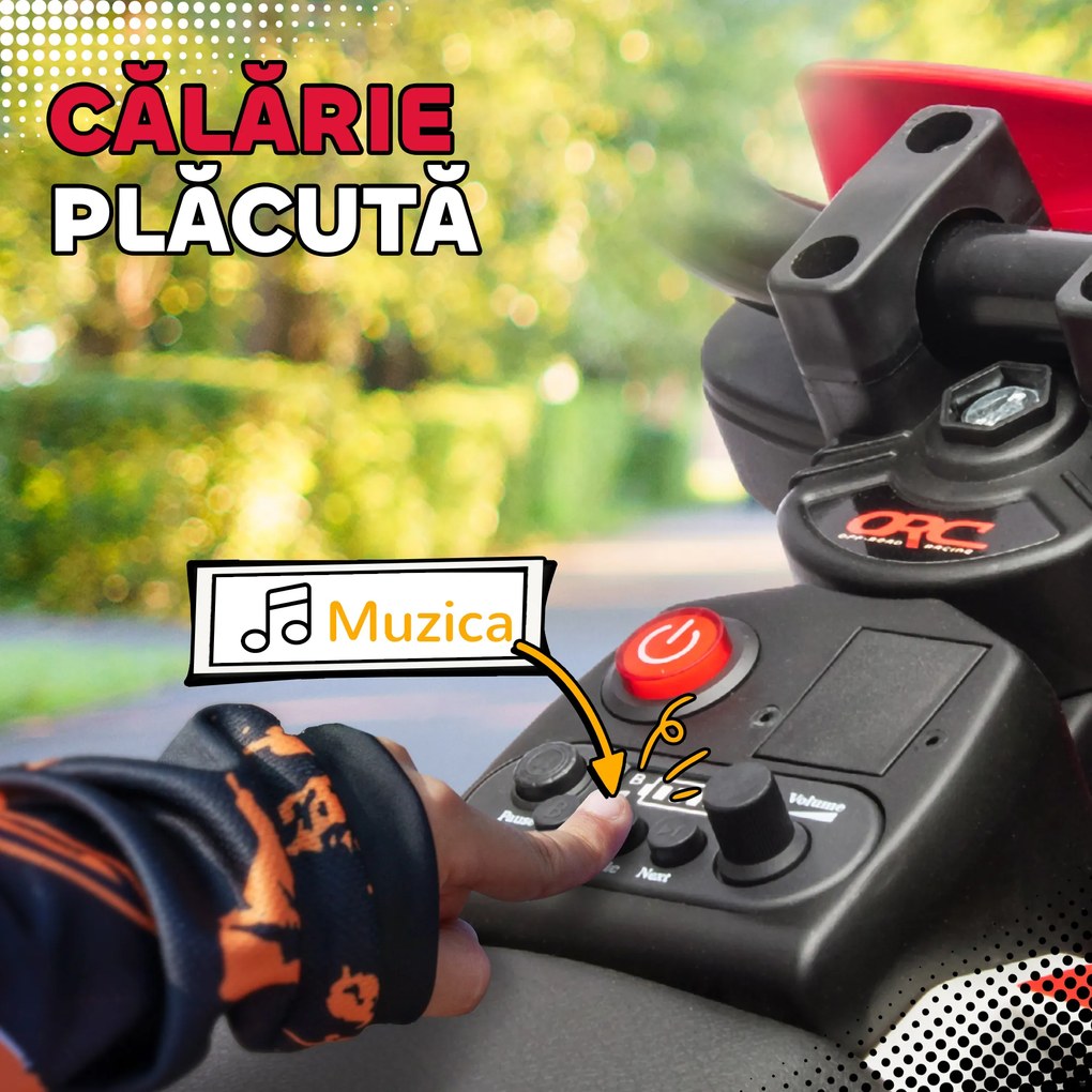 AIYAPLAY Motocicletă Electrică pentru Copii 3-6 Ani cu 2 Motoare și Accelerație Manuală, 2,4-5km/h, 107x56x70 cm, Roșu | Aosom Romania