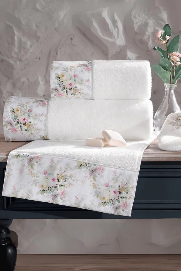 Set cadou de prosoape și prosop de corp FINOLA, 3 buc Alb / White Set (prosop mic 30x50cm, prosop 50x100cm, prosop de corp 75x150cm)
