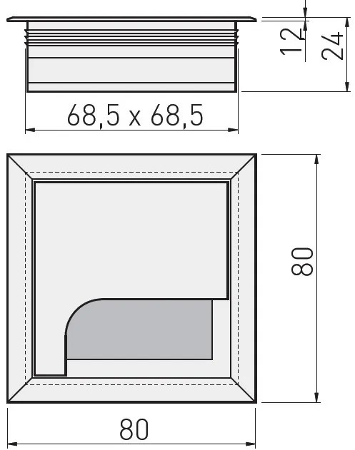 Trecere cabluri model MERIDA (Dimensiuni: 80x80 mm)