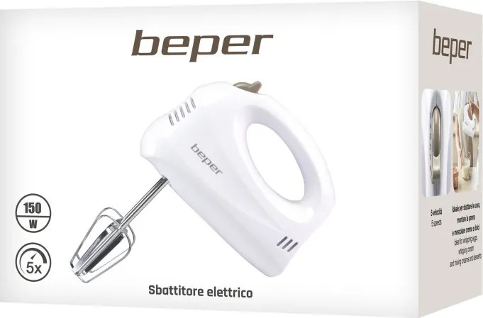 Mixer Beper BP.304, 150 W, 5 viteze, buton de eliberare a paletelor, alb