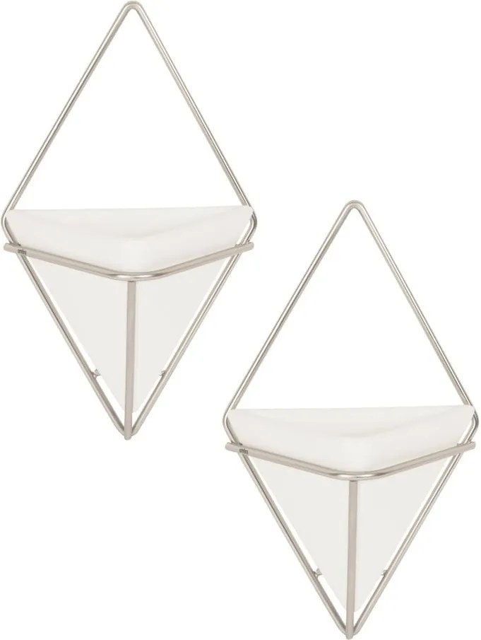 Set 2 ghivece suspendate din ceramică și cadru argintiu Umbra Trigg