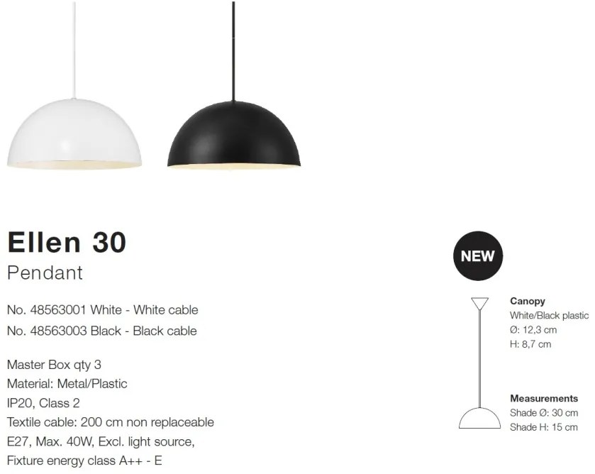 Pendul scandinav design nordic Ellen 30 alb 48563001 NL