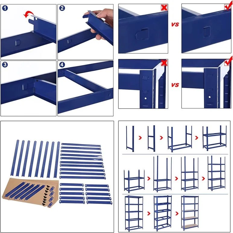 Raft Songmics, 5 rafturi, 180 x 90 x 40 cm, Albastru, GLR40Q