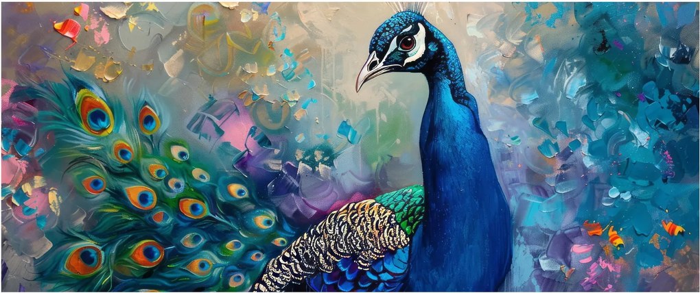 Tablou - Pictura de un păun (120x50 cm)