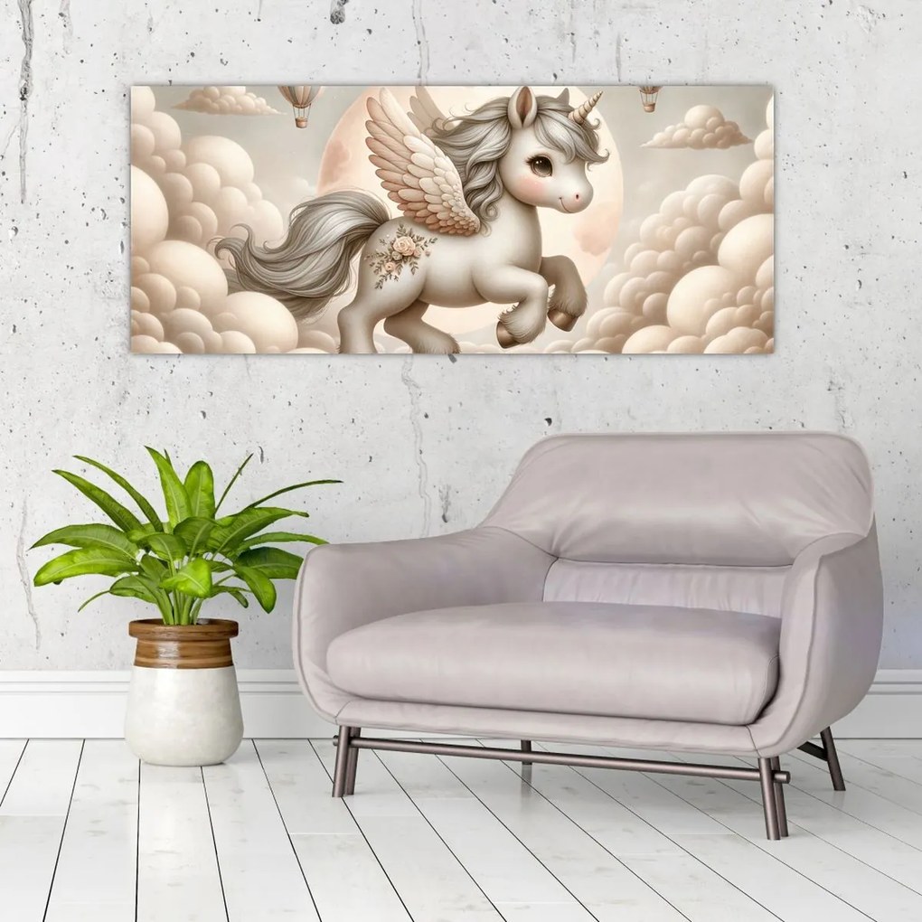 Tablou - Inorog în nori (120x50 cm)
