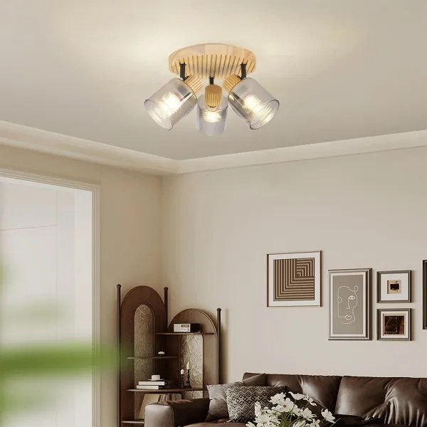 Brilagi - Lampă spot HYGGE 3xE14/15W/230V, lemn/fumuriu