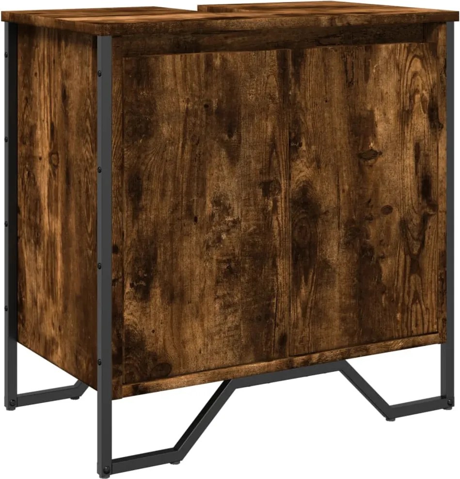 vidaXL Dulap chiuvetă baie, stejar fumuriu, 60x35x60 cm lemn prelucrat