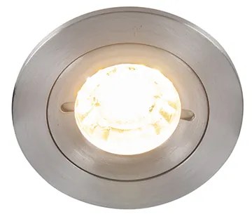 Spot încastrat inteligent oțel rotund IP44 incl. Wifi GU10 - Xena