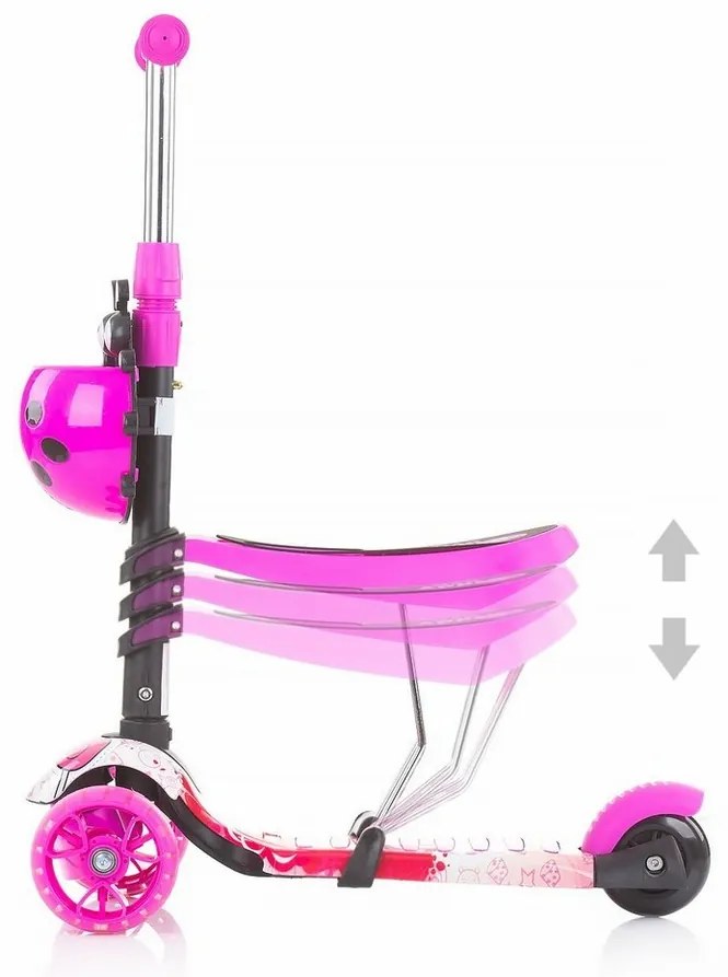Scooter Chipolino cu bară de ghidare Kiddy Evo3in1 , Lollipop