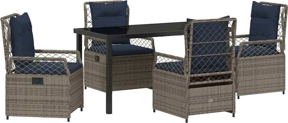 vidaXL Set de masă pentru grădină 5 pcs Gri poliratan